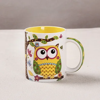 Horké nové zakka kreativní roztomilý kreslený keramické snídaně cup hrnek kafe, mléko, čaj hrnky barevné zvíře Sova dárky tazas sublimace
