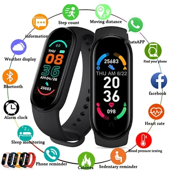 2021 M6 chytrý náramek pro muže a ženy fyzické monitor aktivity, krevní tlak pro všechny xiaomi telefon