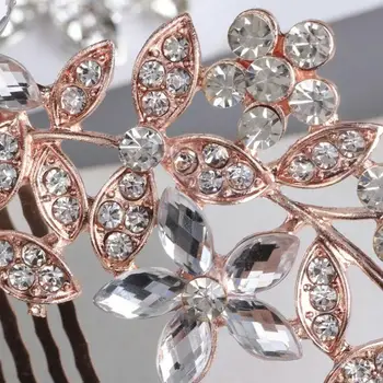 Velký Luxusní Plesové Svatební Vlasy, Hřebeny Rose Gold Květina Pearl Crystal Svatební Šperky Pro Ženy Čepice Příslušenství A M4N6