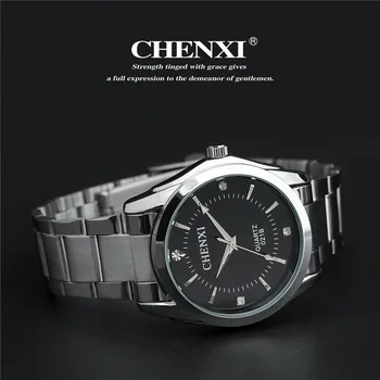 CHENXI CX-021B Muži módní Značka Hodinek Oceli chlapci Náramkové hodinky Analogové Quartz Muž, Hodiny, Pánské Hodinky (Černá,Modrá,Bílá Dial)