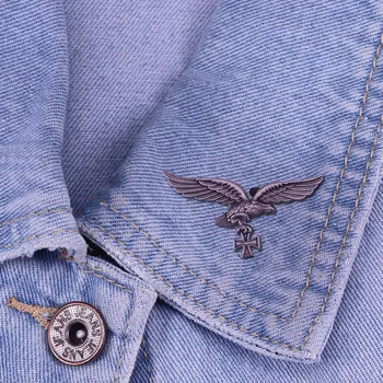 Německá Luftwaffe Klopě Pin, Starožitné Silver Železný Kříž Eagle Odznak WW2 Říše Replika