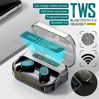 TWS Bluetooth Sluchátka Pro Iphone Samsung Android Bezdrátová Sluchátka IPX5 Vodotěsné LED Napájení Displej Vestavěný Mikrofon