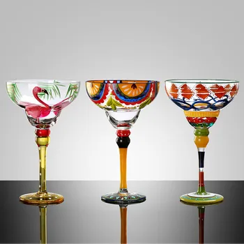 Ručně vyráběné Barevné Koktejlové mistrovství Evropy Pohár Pohár Šampaňského poháru Kreativní sklenice na Víno Bar Party Domů Sklenice svatební dary