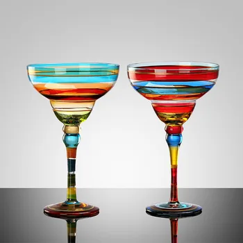 Ručně vyráběné Barevné Koktejlové mistrovství Evropy Pohár Pohár Šampaňského poháru Kreativní sklenice na Víno Bar Party Domů Sklenice svatební dary