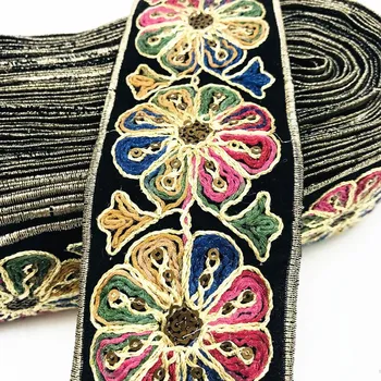1 Yard Etnické Vyšívané Krajky Trim Žakárové Pásky pro Oděvní Doplňky DIY Řemeslo Květinovou Šití
