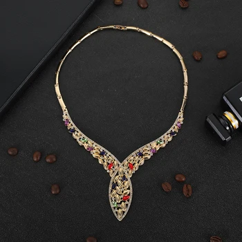 Dubaj gold-barva Luxusní Šperky Sady Značky nigerijské Svatební šperky set pro ženy Módní Africké Korálky Šperky Sady design