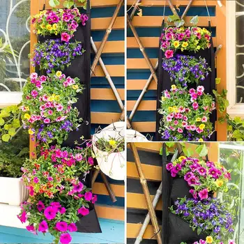6 Kapsy 100*30cm Vertikální Hanging Garden Květináč, Květináče Rozložení Vodotěsný Držák na Zeď Závěsný Květináč Taška Krytý Venkovní
