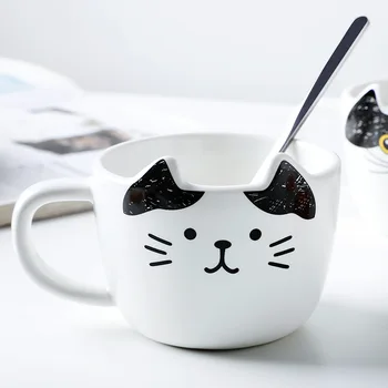 Domácí kočka keramický šálek kávy talířek s lžičkou sada pro domácnost Jednoduché Evropské odpolední čaj snídaně, šálek, příbory
