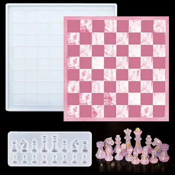 Šachovnice Silikonové Formy DIY Handmade Crystal Epoxy Šachovnice Formy Pryskyřice Ezinárodní Šachy Plísní
