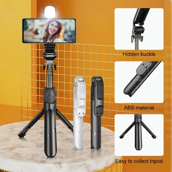 5 V 1 Selfie Tyč Stativ s Světla Dálkové Ovládání pro Mobilní Bezdrátové Bluetooth Stabilizátor Držák pro Telefon iPhone Samsung