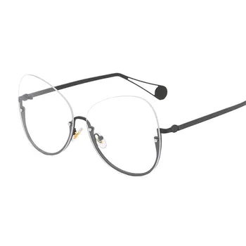 JASPEER Móda Kočičí Oko Rámy Ženy Luxusní Oválné Půl Rámy Brýle Retro Kovové Brýle Muži Transparentní Objektiv Ženy Brýle