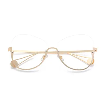 JASPEER Móda Kočičí Oko Rámy Ženy Luxusní Oválné Půl Rámy Brýle Retro Kovové Brýle Muži Transparentní Objektiv Ženy Brýle