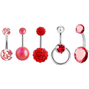 4/5ks/set z Nerezové Oceli Rose Gold Pupek Kroužky Pupek Ženy Módní pupíku Piercing Piercing Šperky