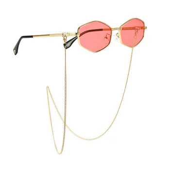 2021 Nové Vintage Metal Polygon Sluneční Brýle, Ženy Módní Značky Značkové Sluneční Brýle Muži Cool Jízdy Odstíny Přicházejí S Řetězy