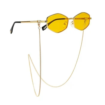 2021 Nové Vintage Metal Polygon Sluneční Brýle, Ženy Módní Značky Značkové Sluneční Brýle Muži Cool Jízdy Odstíny Přicházejí S Řetězy