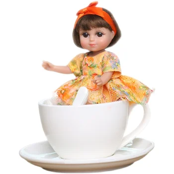 6 palcový mini panenka krásná dívka bebe reborn plné vinylové panenky Princezna Oblečení šaty pro děti dárek, hračky, panenky