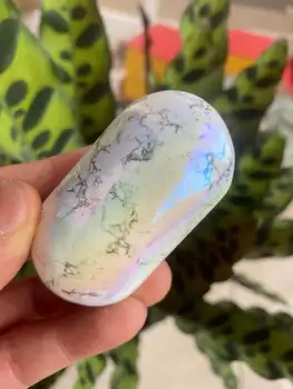 Krásné přírodní bílá tyrkysové crystal rainbow halo crystal zvládnout kus 500g