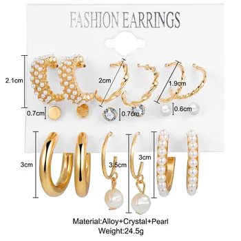 Modyle Módní Perla Hoop Náušnice Pro Ženy Geometirc Zlatý Kovový Kruh Hoop Náušnice Brincos 2021 Trend V Šperky Dárek