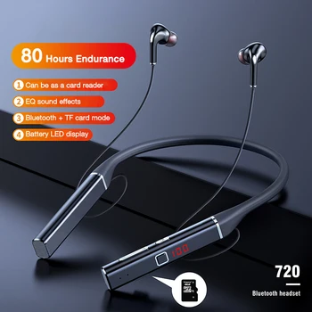 EARDECO EQ Zvukový Efekt Bluetooth Sluchátka Bezdrátová Sluchátka Stereo Bass 80 Hodin Endurance Headset s Mikrofon TF Karty
