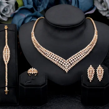 TIRIM Luxusní Šperky Set pro Ženy, Příslušenství Zirkony Dubaj Módní Náhrdelník Kouzlo svatební Svatební Zásnubní Večírek