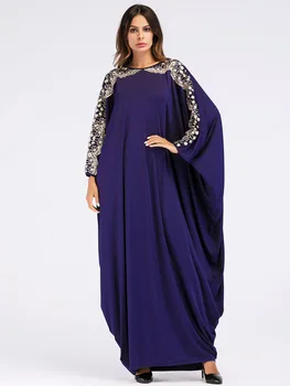 Plus Velikost Volné Abaya Muslimské Ženy Šaty Bat Rukáv Dlouhé Šaty Dámské Župany Marocké Kaftan Dubai Islámské Oblečení Maxi Vestidos