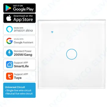 Tuya Smart Wi-Fi Přepínač Ne Neutrální Vodič Vyžaduje Inteligentní Dotykový Spínač 1 2 3 Gang Tuya Smart Home Podporu Alexa Google Assistant