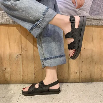 Nové Módní Ženy Sandály Platforma Byty Boty Dámské Kožené Sandály Pohodlné Ležérní Obuv Slip-on Boty Zapatos De Mujer