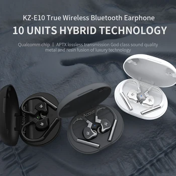KZ E10 TWS Bezdrátová Sluchátka, Dotykové Ovládání Bluetooth 5.0 Sluchátka 1DD+4BA Hybridní Koncovky Sport Šumu Bass T1 ZSX C12