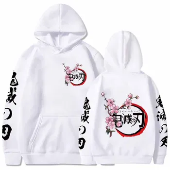 Anime Demon Slayer Logo Mikina S Kapucí Hip Hop Ležérní Volné Tisku Streetwear Unisex
