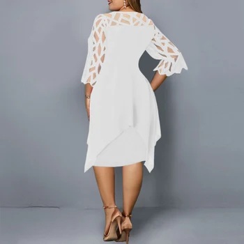 Plus Velikost Letní Šaty Elegantní Mesh Bílé Dámské Šaty 2021 Nové Příležitostné Narozeniny Party Šaty Noční Klub Oblečení 4XL 5XL 6XL