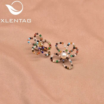 XleAg jemné Přírodní Perla Různobarevné Kámen Flower Náušnice Dámské Luxusní Zásnubní Retro Butik, Šperky, Módní Ženy GE1027