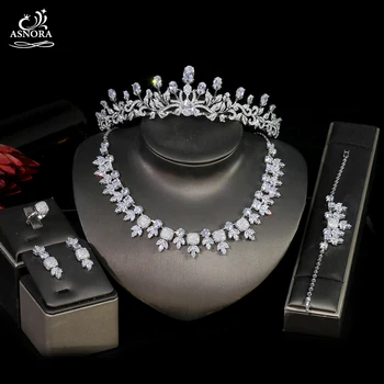 Dubaj Svatební Šperky Sada 5ks Stříbrné Šperky Nigérie Svatební Africké Korálky Etiopské Svatební Doplňky