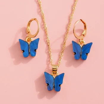 Ofertas Nové Módní Hot Prodej Motýl Náhrdelník Náušnice Ženské Šperky Set pro Ženy, Dívky Módní Barevné Šperky Příslušenství