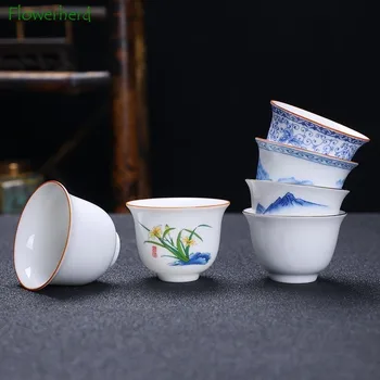 Keramický Bílý Porcelán Čajový Šálek Šálek Kung Fu Čaj Pohár Sada Teaware