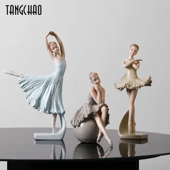 TANGCHAO Nordic Styl Balet Dívka Socha Kreativní Domova Pryskyřice Balet Figurky Pro Domácí Pokoj Dekorace Dárek Pro Přítelkyni