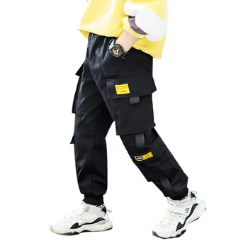 HOT PRODEJ Chlapec kalhoty 4-13 let staré Bavlněné Kalhoty chlapce, kalhoty, kombinézy štítek, velká kapsa na podzim oblečení pro děti, korejské