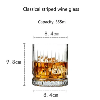 200-500ml Pruhy, Vintage Whisky Sklenice na Víno Klasický Koktejl Bar Rodině Víno Sklenice Diamant Bottom Design Vodka Smoothie Cup