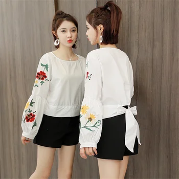 Nový 2020 korejské divoké lucerna rukáv zadní luk tričko ženy dlouhý rukáv Top jaře