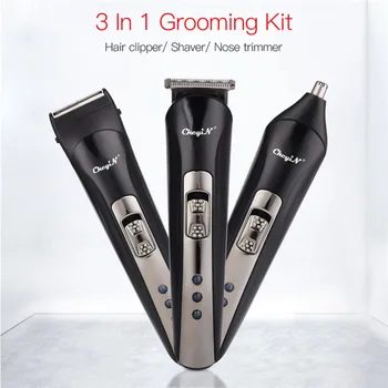 3 V 1 Elektrický Účes Grooming Kit Dobíjecí Zastřihovač Nosu, Vlasů, Vousů-Zastřihovač Muži Akumulátorový Holicí Strojek Řezání Mach