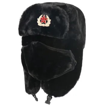 2020 nový Sovětský odznak Lei Feng čepice, muži a ženy imitace králičí kožešiny venkovní klobouk ochrana sluchu ruské všechny-vlasy teplou čepici pro c