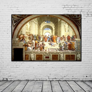 Renesanční umění mistrovská díla Aristotela a Platóna. Obrazy tištěné na plátně. Náboženské plakáty a obývací pokoj dekorace.