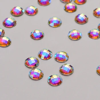30ks Kulatý Tvar 8mm Crystal AB Plochá Zadní Ozdobný Nail Art Crystal Kamínky Pro Svatební Osobnosti Designu Korálky