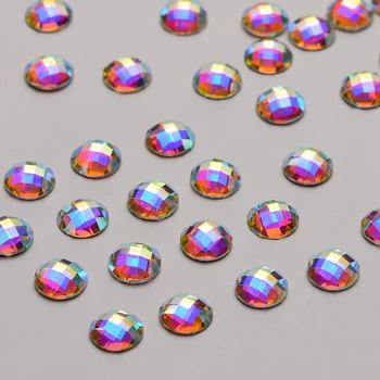 30ks Kulatý Tvar 8mm Crystal AB Plochá Zadní Ozdobný Nail Art Crystal Kamínky Pro Svatební Osobnosti Designu Korálky
