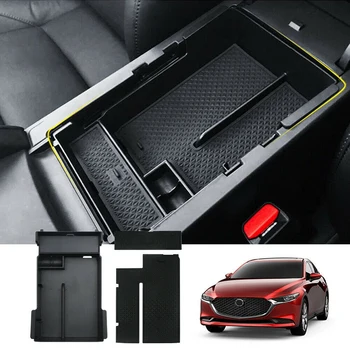 Auto Loketní opěrka Úložný Box Střední Interiéru Odkládací Zásobník Trim pro Mazda 3 Axela 2019-20