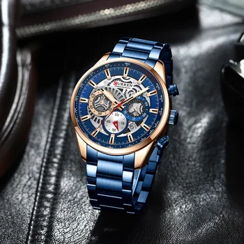 CURREN Pánské Luxusní Ležérní Quartz Náramkové hodinky s Svítící ručičky Sport Chronograf Hodiny z Nerezové Oceli Náramkové Hodinky pro muže