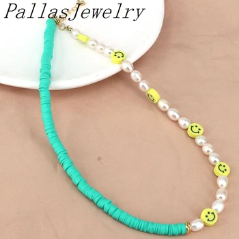 5ks Nový Styl Letní Polymer Clay náhrdelník Náhrdelník Smajlík Ručně vyráběné Korálkové Perlový Obojek Náhrdelníky pro Ženy