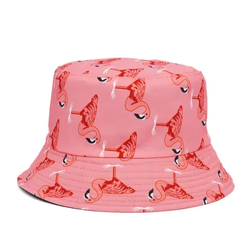 2021 Luxusní Flamingo Print Muži Ženy Kbelík Klobouk Letní Hip Hop Gorros Rybaření Rybář Klobouk Panama Cap