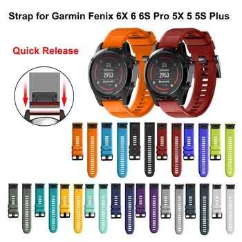 26 20 22mm Sport Silikonové Watchband Wriststrap pro Garmin Fenix 6X 6 6S Pro 5X 5 5S Plus 3 3HOD Snadné Uchycení Quick Release wirstband