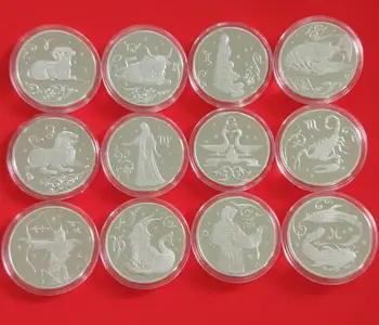 Znamení zvěrokruhu Kompletní Sada Dvanácti Souhvězdí Rusko Pozlacené Mince, Pamětní Mince, Odznak, Medaile, Sbírky
