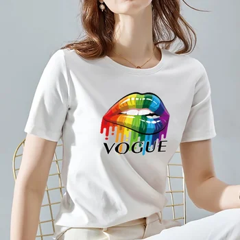 Dámské Letní Street Fashion Sexy a Hravé Ležérní Tištěné T-shirt Ladies O-neck Bavlněné Top tričko Stlačena Košili